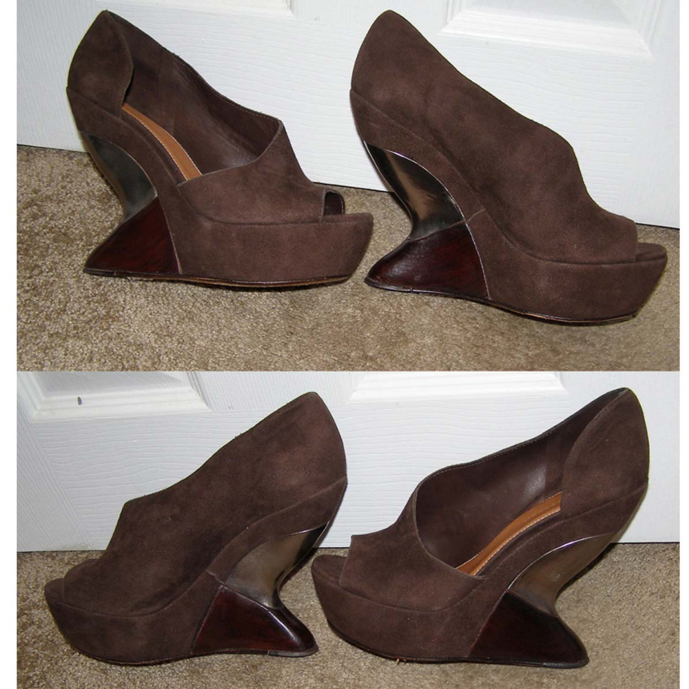 New sz 9 Leifsdottir Brown Suede Wedge Shoes - Picture 3 of 8